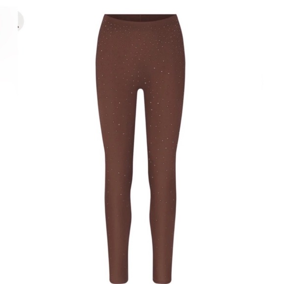 SKIMS Pants - SKIMS SWAROVSKI CRYSTAL JELLY SHEER‎ LEGGING COCOA XS NWT LIMITED EDITION